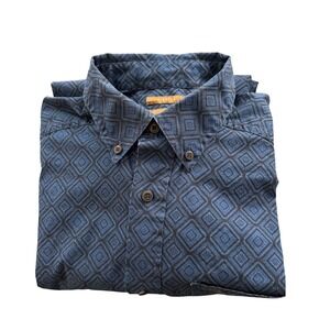 Ariat Mens Long Sleeve Stretch Button Down Shirt Blue Geometric Diamond 10028826